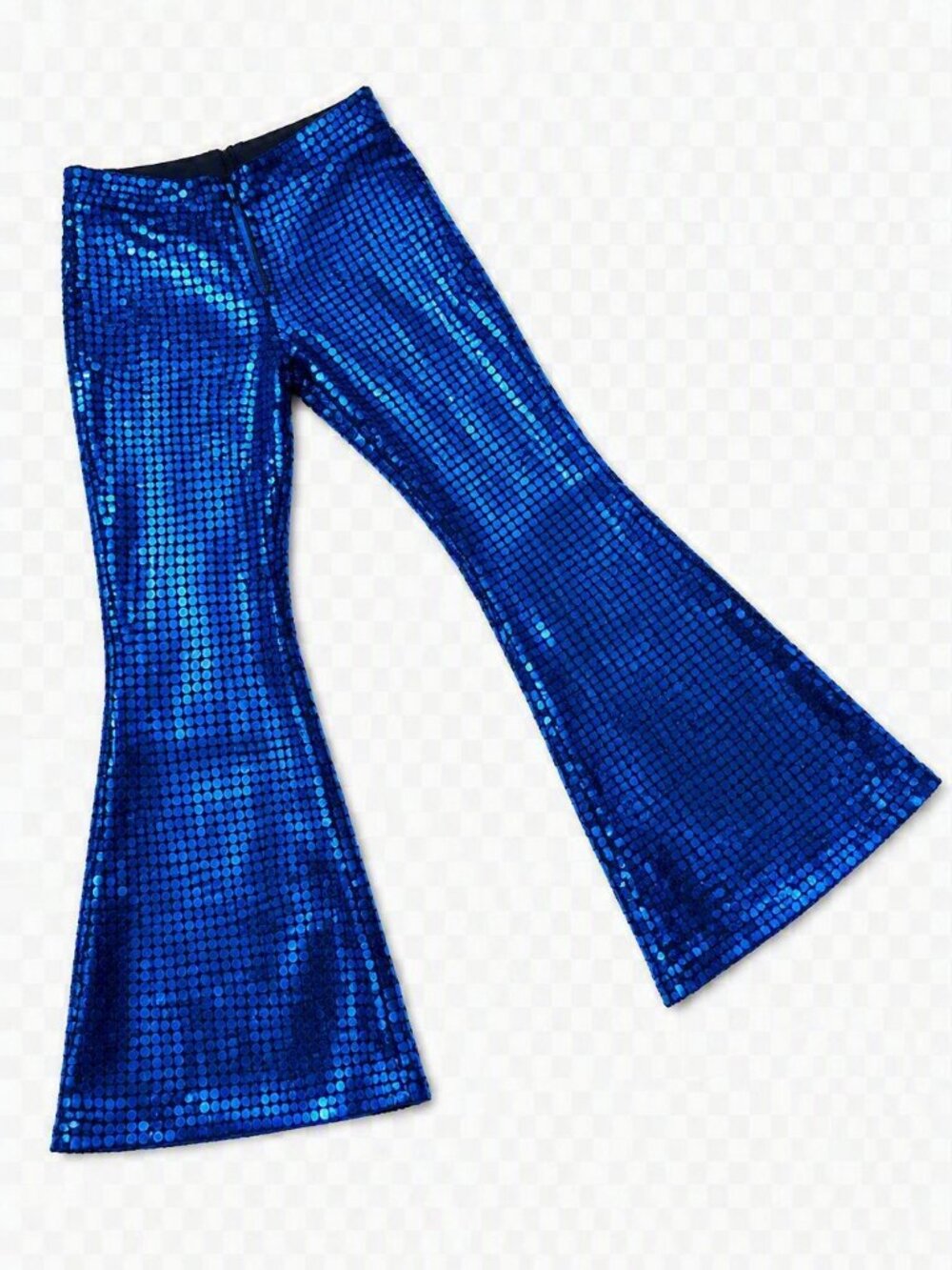 Y2K Cobalt Blue Sequin Bell Bottom Pants Size 28 Festival Party Disco Pants